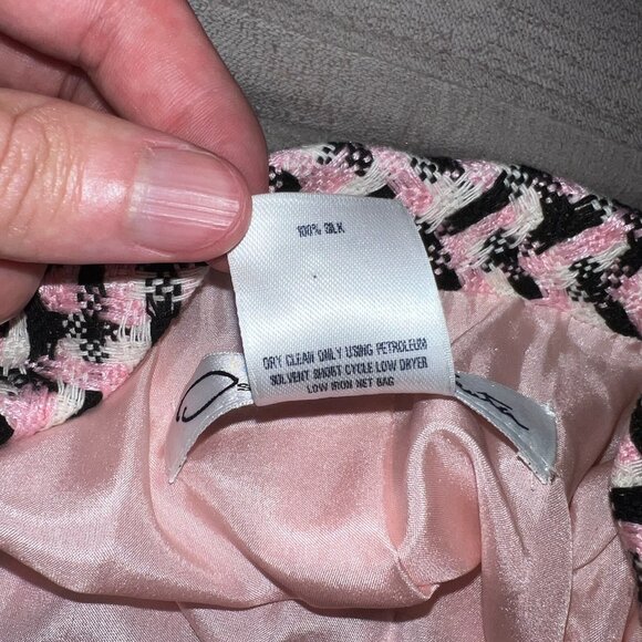 Oscar de la Renta Pink Tweed Strapless Silk Dress - Picture 4 of 4